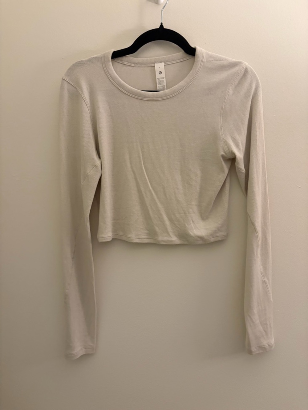 lululemon athletica Cropped Ribbed Long Sleeve Top - Cream